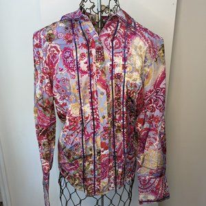 Indigo Palms Silk Button Down - Awesome style XL